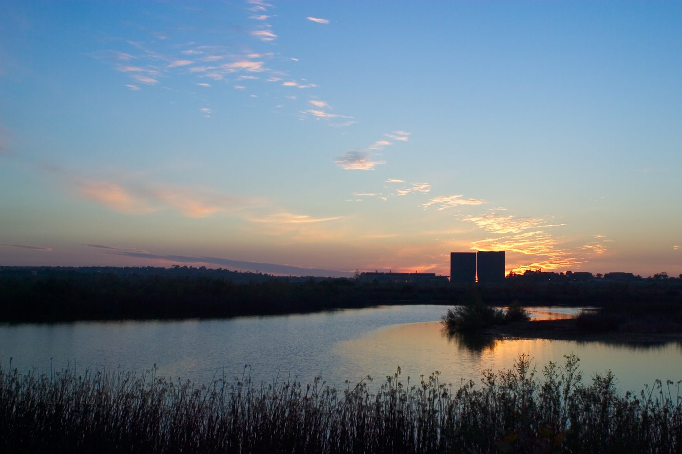 San Joaquin Wildlife Sanctuary sunset over Irvine skyline